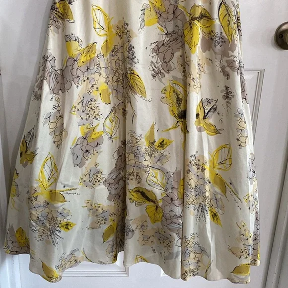 Anthropologie Hitherto Yellow and Black Silk Floral Halter Dress - Picture 9 of 9